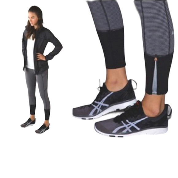 Lululemon Rebel Runner Crop Mini Stripe Ankle Zip Reflective High Waist Pockets - Picture 1 of 16